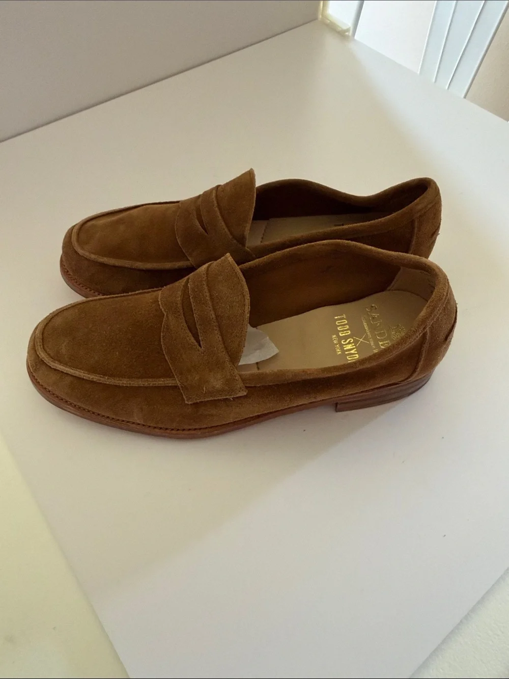 Todd Snyder X Sanders Mens Brown Suede Penny Loafers Sz 10.5.  Tub10